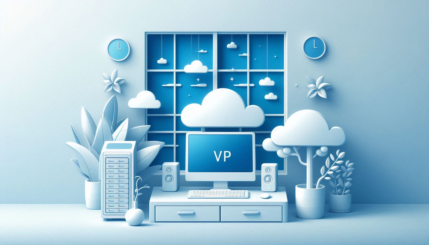 VPS Windows Ein Fenster vor dem ein Computer steht