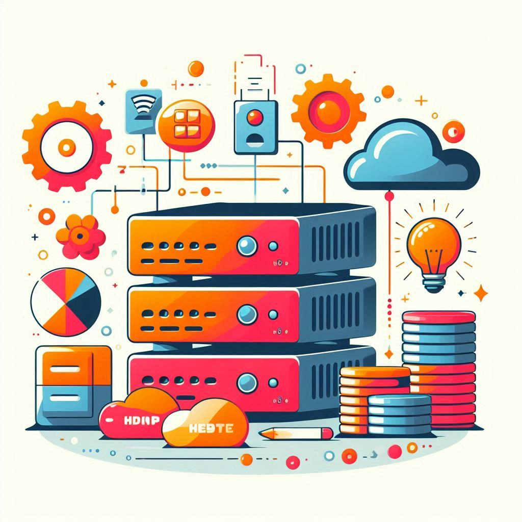 Hosting für Unternehmen Orangene Web Hosting Illustration