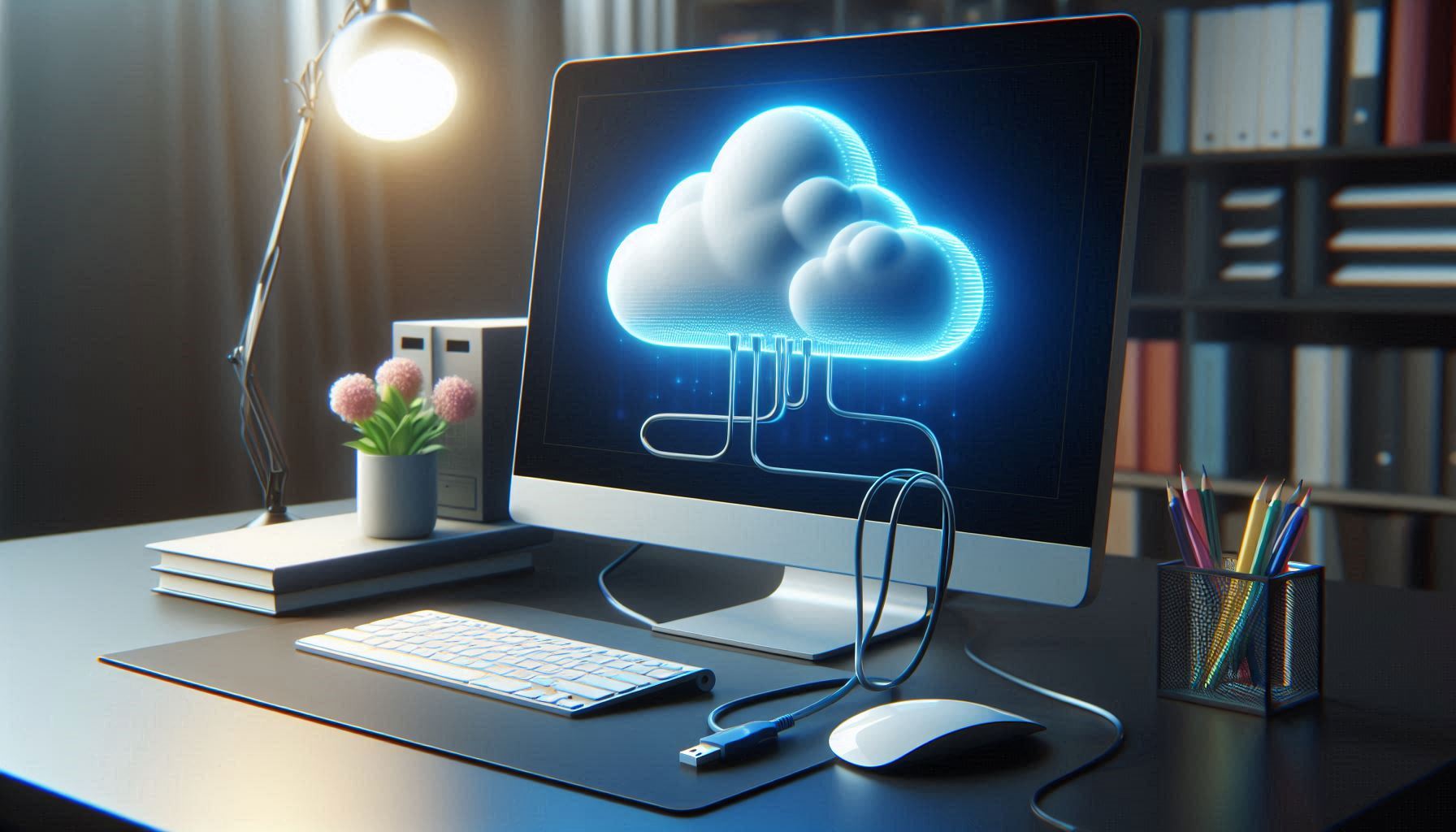Was ist Virtual Private Hosting? Virtual Private Hosting Computer der an einer Wolke hängt