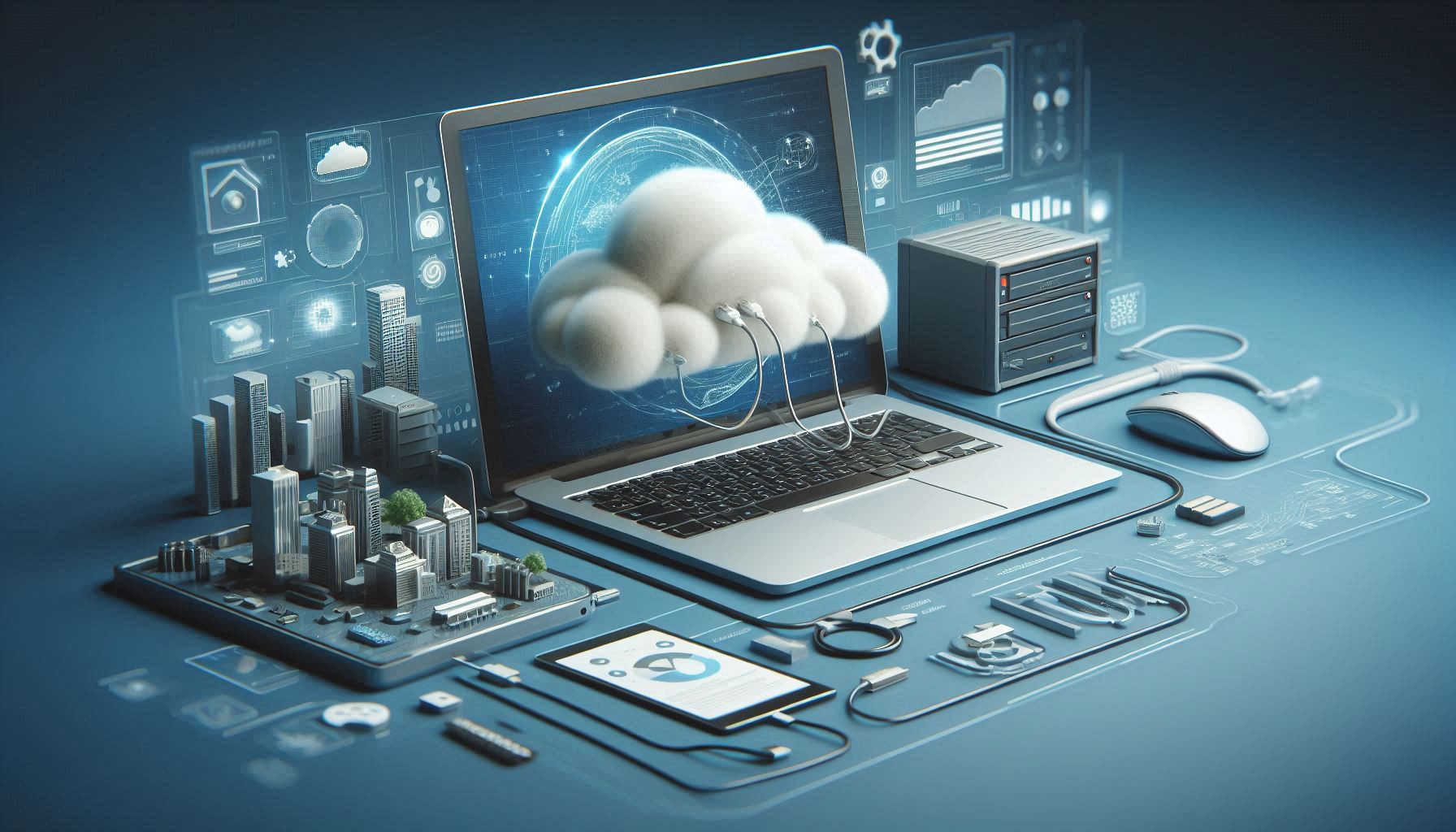 Sicherheitsaspekte beim Hosting eines Virtual Private Servers Virtual Private Hosting Computer der mit einer Wolke verbunden ist
