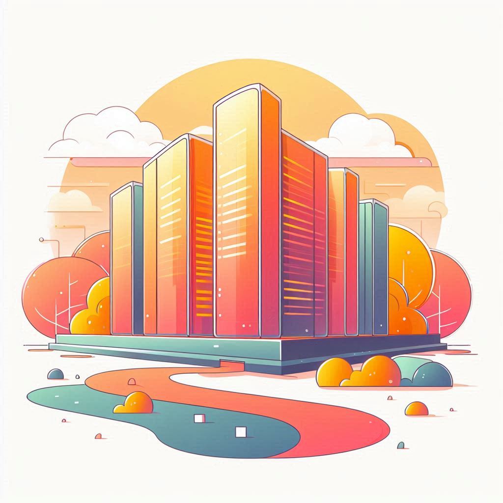 Zukunftssichere IT-Infrastruktur aus Baden Digitale Illustration des Rechenzentrums Lahr von der BADEN CLOUD